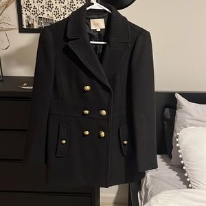 Ann Taylor Loft Black Peacoat with gold buttons